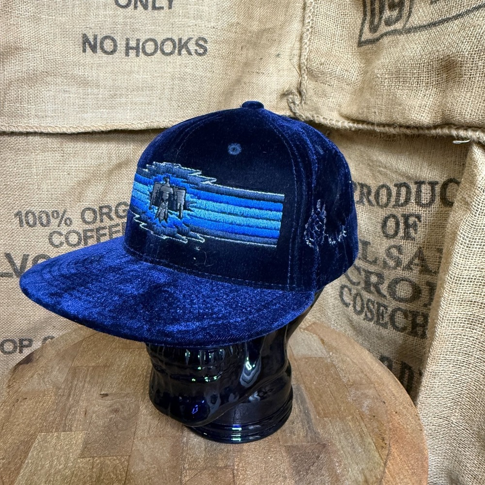 Decky Snapback Hat Navy Blue Velvet Thunderbird Aztec Logo All Love Embroidered